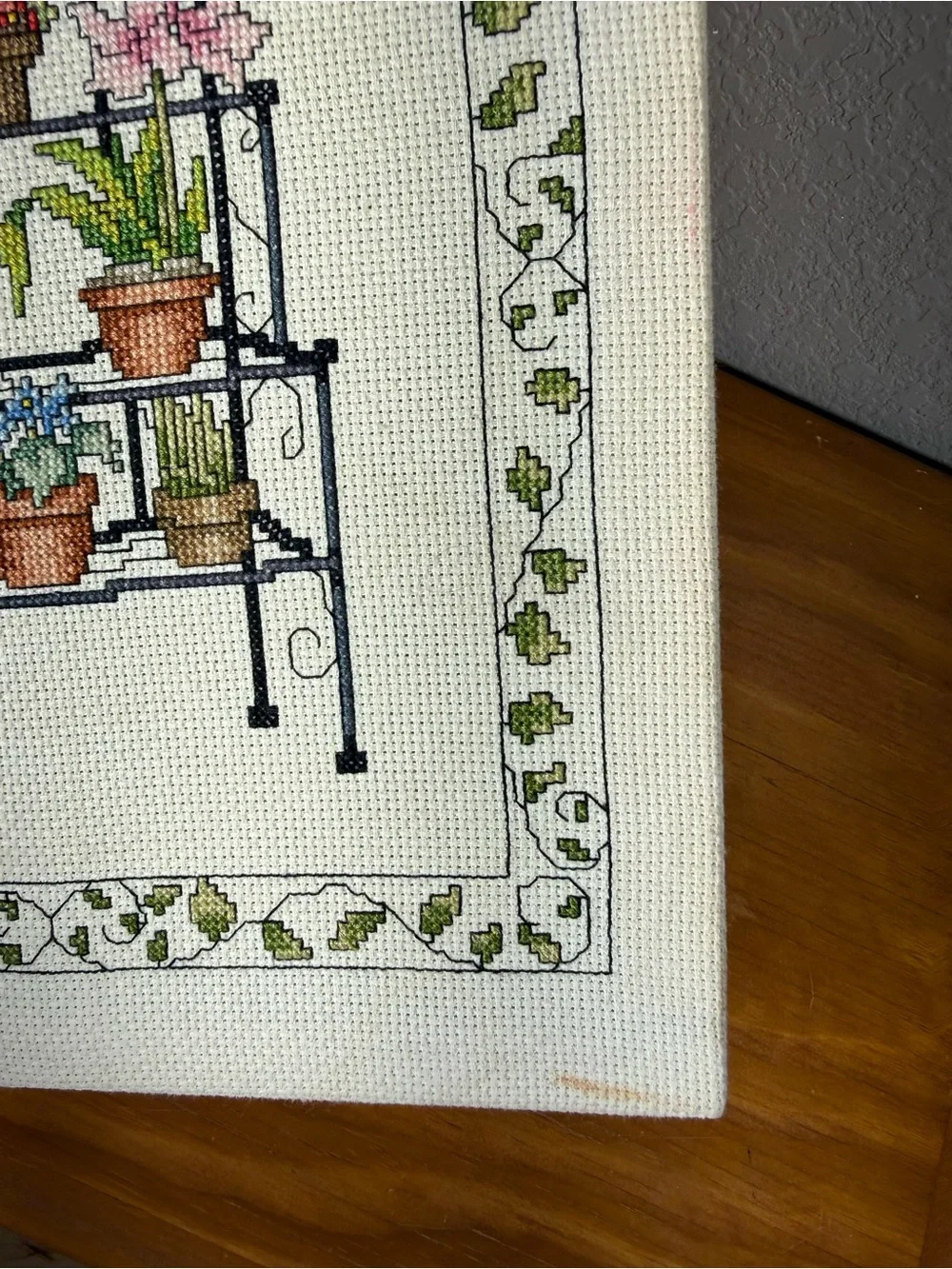 Cross Stitch Plant and Baker’s rack Wall Art